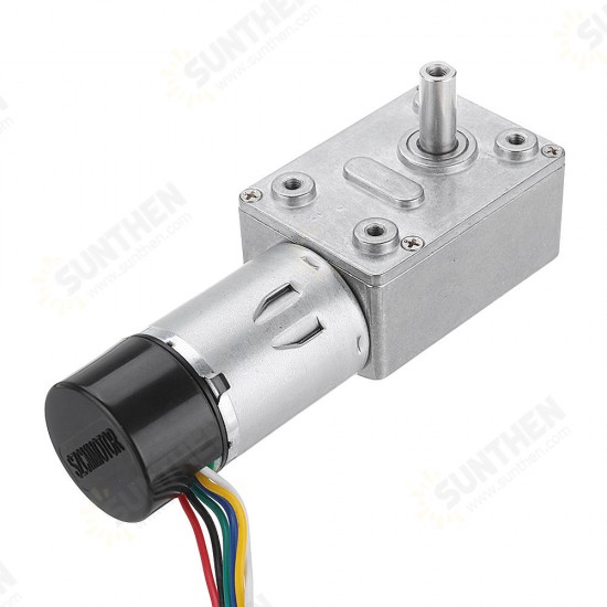 JGY-370 DC 12V 10/30/90/150RPM Motor Reduction Gear Turbine Worm Self-locking Encoder Signal Feedback Motor