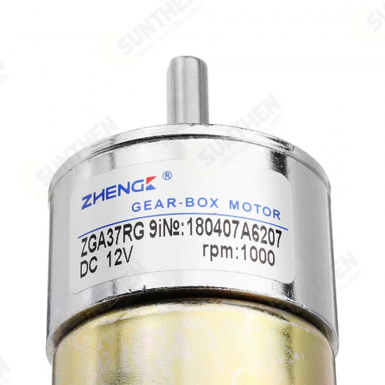 ZGA37RG 12V 1000RPM Reduction Motor DC Gear Motor