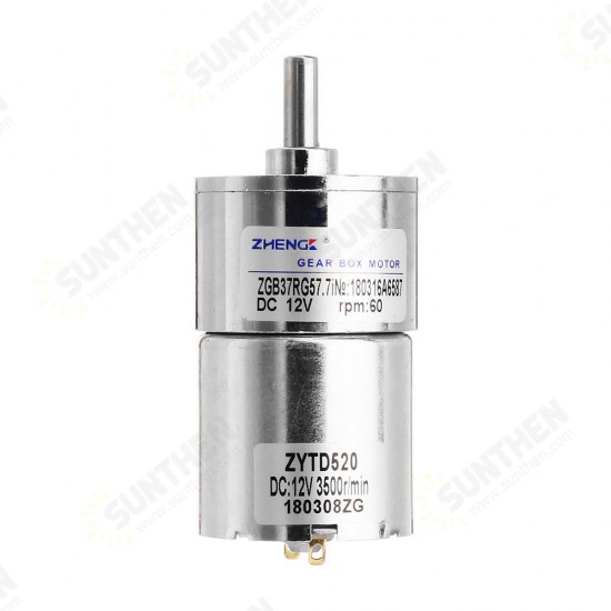 ZGB37RG 12V 60rpm Reduction Motor DC Gear Motor 37mm Eccentric Shaft Output