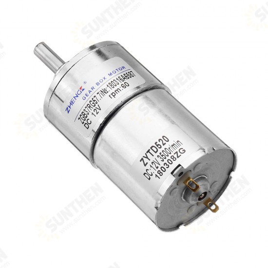 ZGB37RG 12V 60rpm Reduction Motor DC Gear Motor 37mm Eccentric Shaft Output