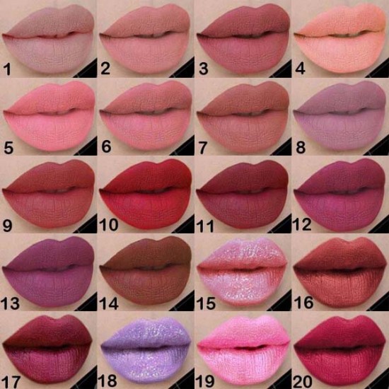 20 Colors Lip Gloss Metal Glitter Nude Matte Long-Lasting Lip Makeup Beauty