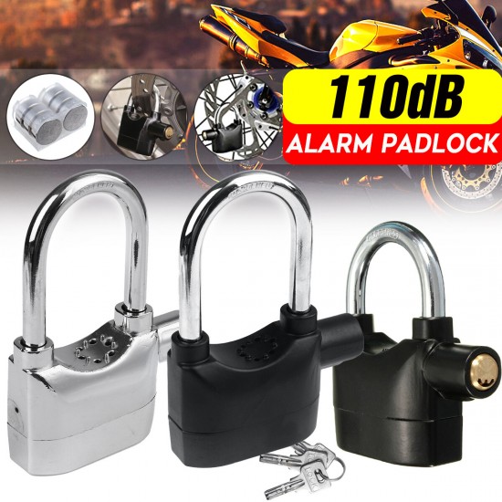 110db Alarm Padlock High Security Sirens Lock For Motorcycle Bike Bicycle Home