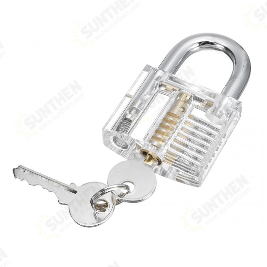 14Pcs Training Unlock Tool Skill Set Unlocking Lock Picks Set Key Transparent Practical Lock