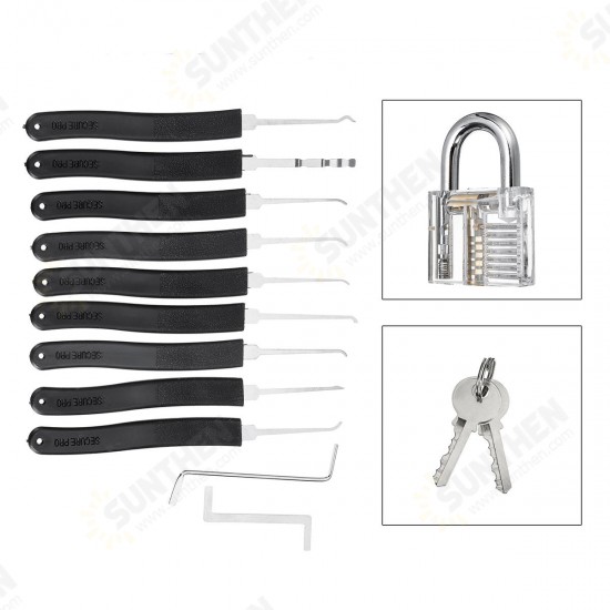 14Pcs Training Unlock Tool Skill Set Unlocking Lock Picks Set Key Transparent Practical Lock