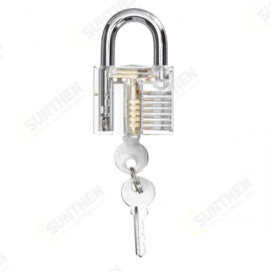 14Pcs Training Unlock Tool Skill Set Unlocking Lock Picks Set Key Transparent Practical Lock