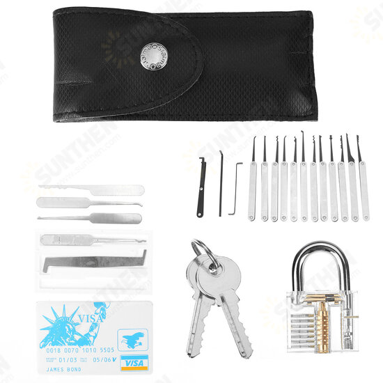 15Pcs/Set Lock Training Skill Set Clear Practice Padlock Tools Locks Key Kits