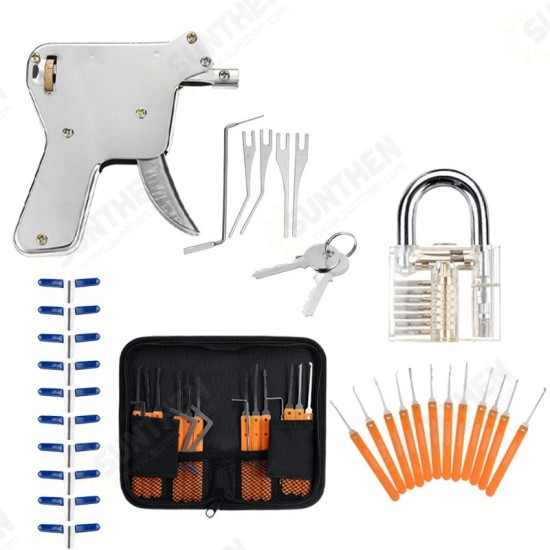 36Pcs Transparent Lock Pick Leather Bag Lock Repair Lock Tool Gasket Set