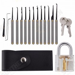 12pcs Unlocking Lock Pick Set + 10pcs Key Extractor Set +1pc Transparent Practice Padlock 12pcs Unlocking Lock Pick Set + 10pcs Key Extractor Set +1pc Transparent Practice Padlock