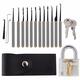 12pcs Unlocking Lock Pick Set + 10pcs Key Extractor Set +1pc Transparent Practice Padlock