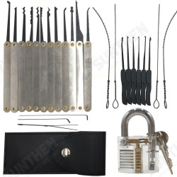 12pcs Unlocking Lock Pick Set + 10pcs Key Extractor Set +1pc Transparent Practice Padlock 12pcs Unlocking Lock Pick Set + 10pcs Key Extractor Set +1pc Transparent Practice Padlock