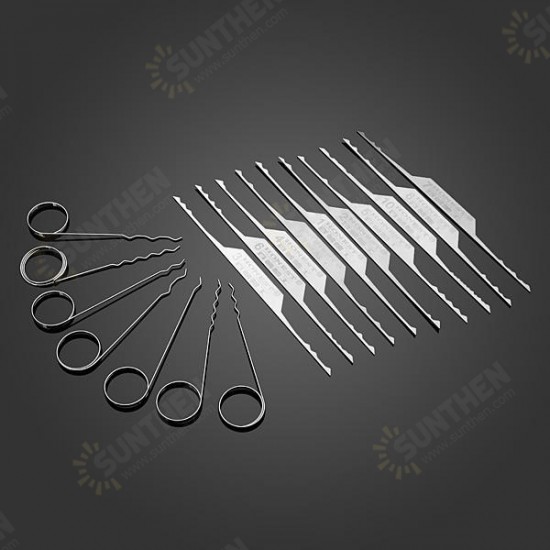 17Pcs Wave Brush Hook Picks Locksmith Tools Lock Pick Tools Set