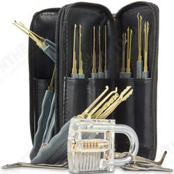 24pcs Single Hook Lock Pick Set with 1Pc Transparent Lock Locksmith Practice Training Skill Set 24pcs Single Hook Lock Pick Set with 1Pc Transparent Lock Locksmith Practice Training Skill Set