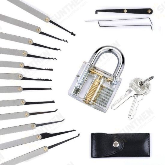 Transparent Practice Padlock Unlocking Lock Picks Set Key Extractor Tools 25/31/48Pcs