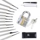 Transparent Practice Padlock Unlocking Lock Picks Set Key Extractor Tools 25/31/48Pcs