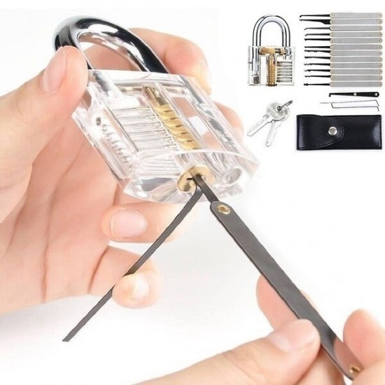 Transparent Practice Padlock Unlocking Lock Picks Set Key Extractor Tools 25/31/48Pcs