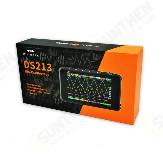 MINI DS213 Digital Storage Oscilloscope Portable 15MHz Bandwidth 100MSa/s Sampling Rate 2 Analog Channels+2 Digital Channels 3 Inch Screen