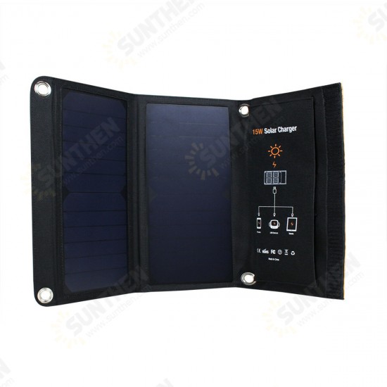 15w 2.5A 2 Port Solar Charger SLS-15 Comes with 2 Carabiner + Multifunctional Charging Cable