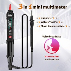 MT007/MT007 Pro/MT007 Pro-EN True RMS Digital Multimeter + Voltage Test Pen +Phase Sequences Meter 3 In 1 Color Screen Voice Broadcast MT007/MT007 Pro/MT007 Pro-EN True RMS Digital Multimeter + Voltage Test Pen +Phase Sequences Meter 3 In 1 Color Screen Voice Broadcast