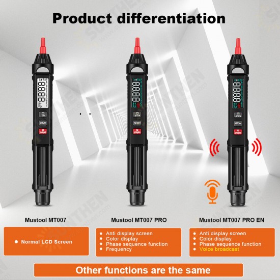 MT007/MT007 Pro/MT007 Pro-EN True RMS Digital Multimeter + Voltage Test Pen +Phase Sequences Meter 3 In 1 Color Screen Voice Broadcast