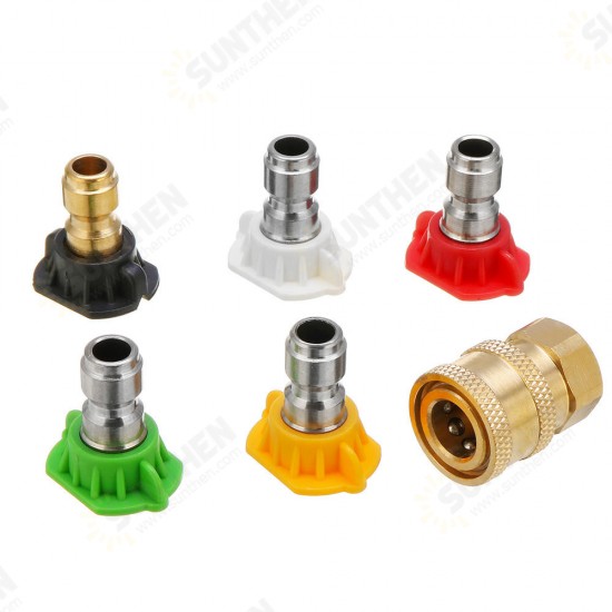 0 15 25 40 Degree Soap Quick Release Connect Jet Power Spray Wash Nozzle Tip Set