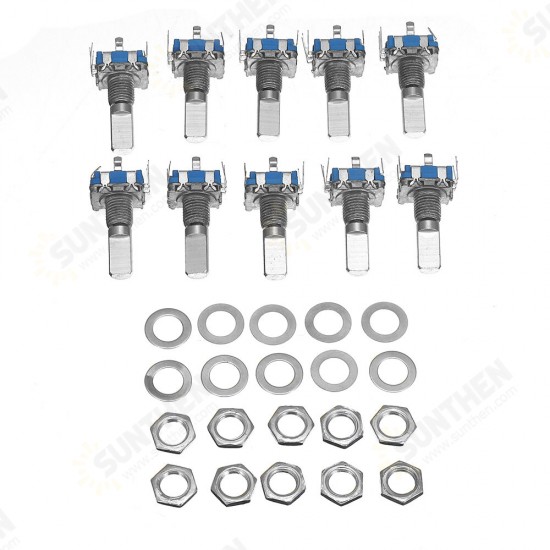 10Pcs 15mm Rotary Encoder Switch with Key Switch with 2 Bit Gray Scale Micro Switch