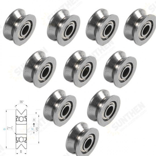 10pcs 624VV V Groove Sealed Ball Bearings V Groove 4x13x6mm 1.5mm Deep Ball Bearings