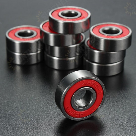 10pcs ABEC-7 Red Sealed Deep Groove Skateboard Ball Bearing 608RS 9x22x6mm Ball Bearing