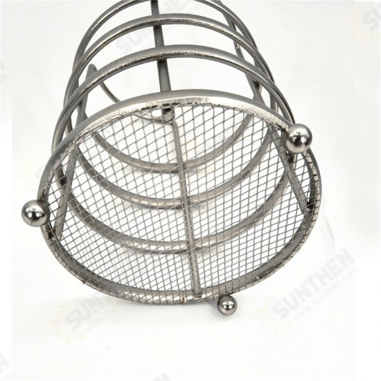 11X17cm Round Tableware and Chopstick Holder Metal Tool Storage Basket