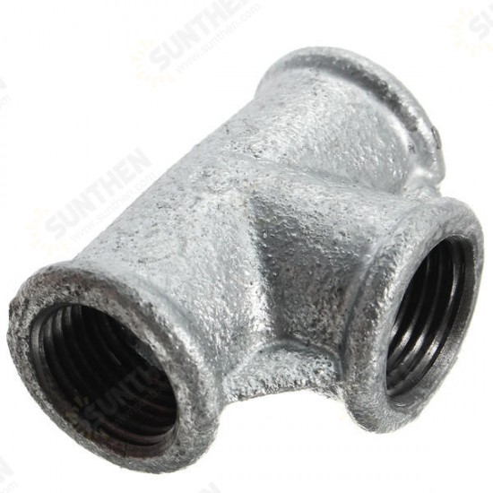 1/2 Inch Inner Diameter Black DN15 Malleable Cast Iron Threaded Tee Fitting