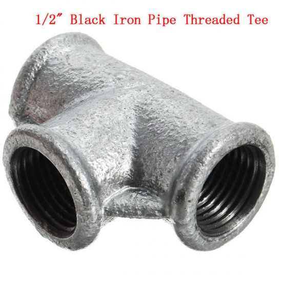 1/2 Inch Inner Diameter Black DN15 Malleable Cast Iron Threaded Tee Fitting