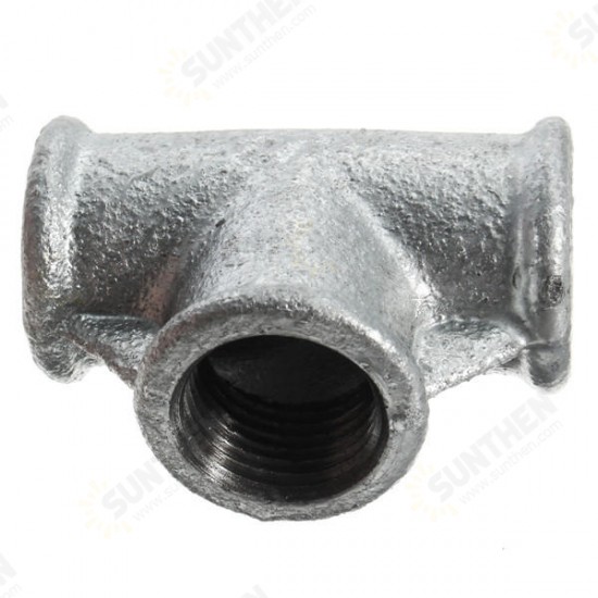 1/2 Inch Inner Diameter Black DN15 Malleable Cast Iron Threaded Tee Fitting