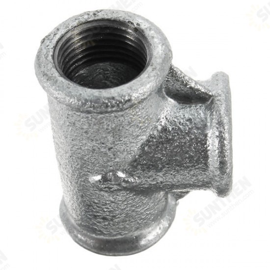 1/2 Inch Inner Diameter Black DN15 Malleable Cast Iron Threaded Tee Fitting