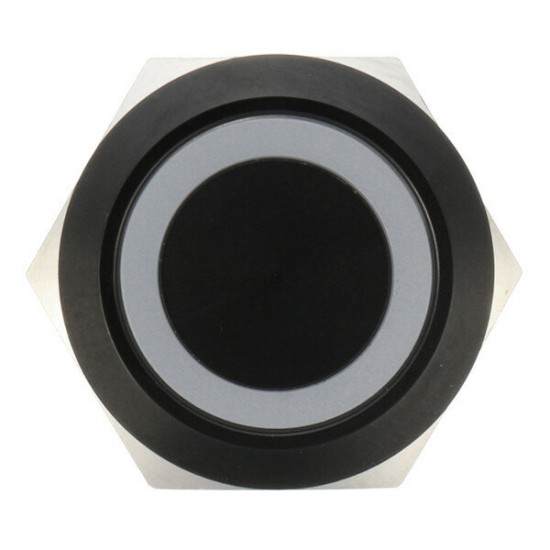 12V 19mm Self-locking Push Button Switch Ring LED Flat Head 5 Pins Waterproof Switch