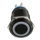 12V 19mm Self-locking Push Button Switch Ring LED Flat Head 5 Pins Waterproof Switch