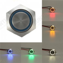 12V 5 Pin 19mm Led Light Stainless Steel Push Button Momentary Switch Sliver