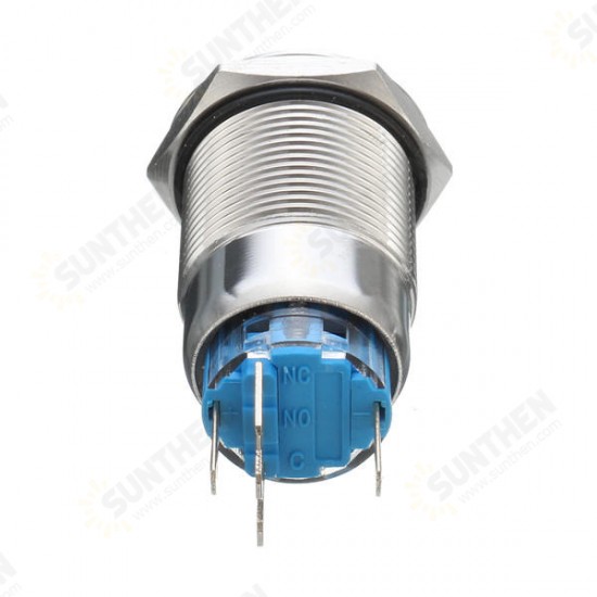 12V 5 Pin 19mm Led Light Stainless Steel Push Button Momentary Switch Sliver