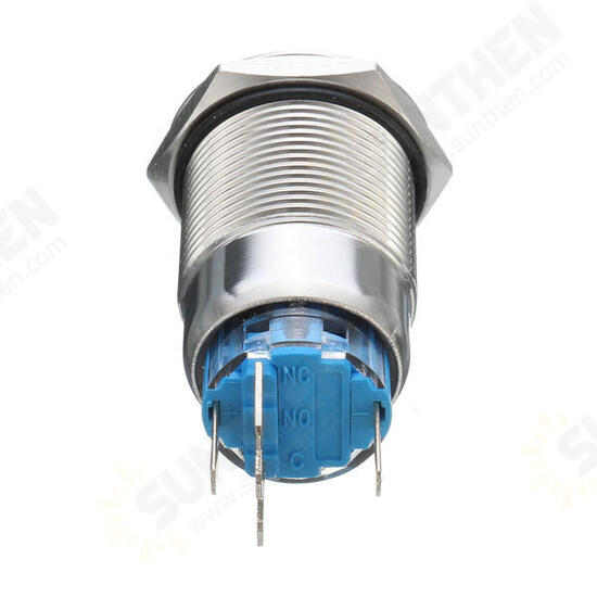 12V 5 Pin 19mm Led Light Stainless Steel Push Button Momentary Switch Sliver