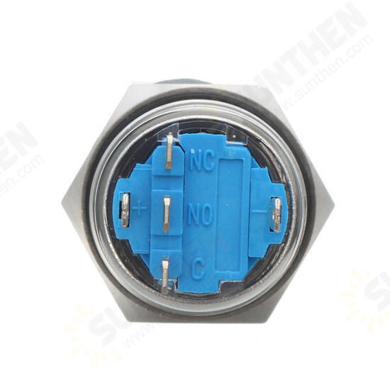 12V 5 Pin 19mm Led Light Stainless Steel Push Button Momentary Switch Sliver