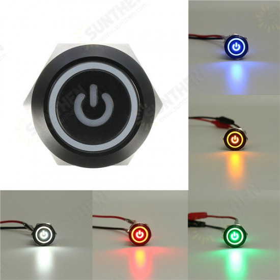 12V 5 Pin 19mm Led Metal Push Button Latching Switch Waterproof Switch