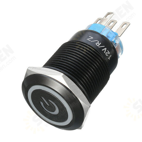 12V 5 Pin 19mm Led Metal Push Button Latching Switch Waterproof Switch