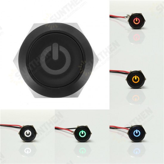 12V 6 Pin 22mm Led Light Metal Push Button Momentary Switch