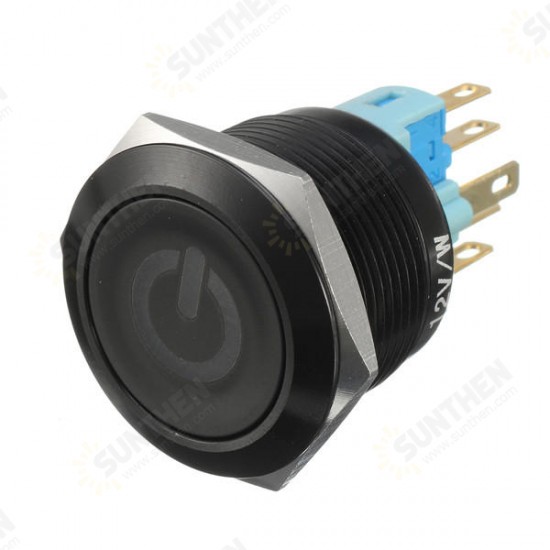 12V 6 Pin 22mm Led Light Metal Push Button Momentary Switch