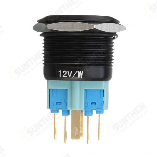 12V 6 Pin 22mm Led Light Metal Push Button Momentary Switch