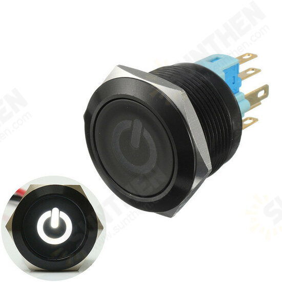 12V 6 Pin 22mm Led Light Metal Push Button Momentary Switch