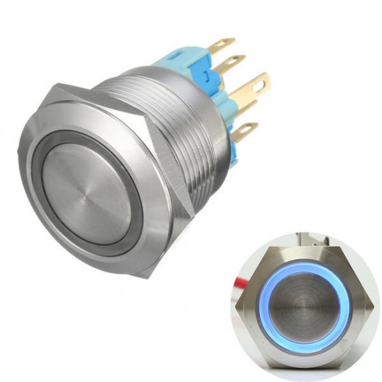 12V 6 Pin 22mm Led Light Metal Push Button Momentary Switch Waterproof Switch