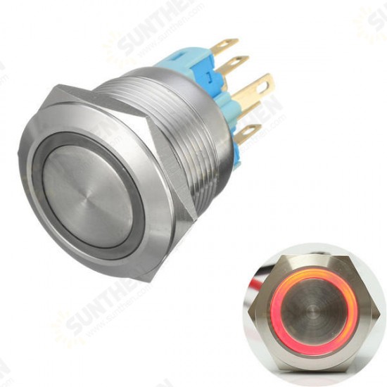 12V 6 Pin 22mm Led Light Metal Push Button Momentary Switch Waterproof Switch