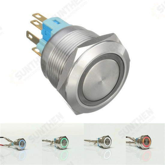 12V 6 Pin 22mm Led Light Metal Push Button Momentary Switch Waterproof Switch