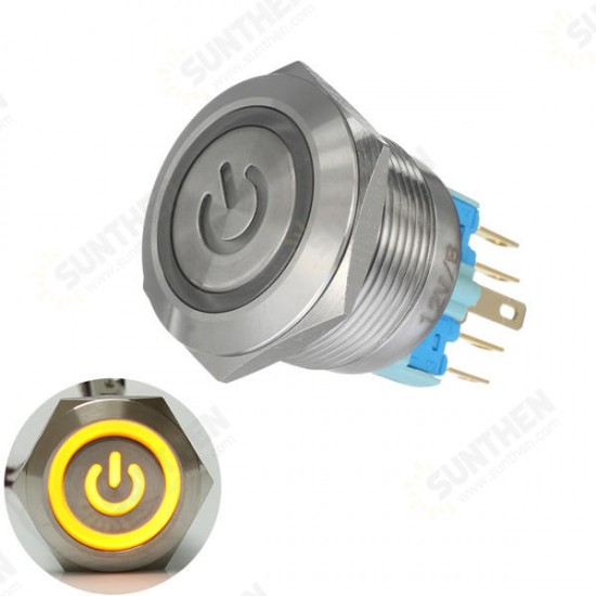 12V 6 Pin 22mm Push Button Momentary Switch with Led Light