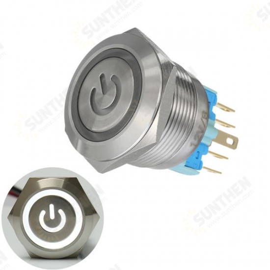 12V 6 Pin 22mm Push Button Momentary Switch with Led Light