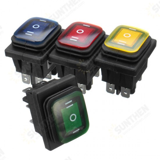 16A 12V Rocker Switch 3 Position 6 Pin Waterproof Car Rocker Switch With Lamp Light